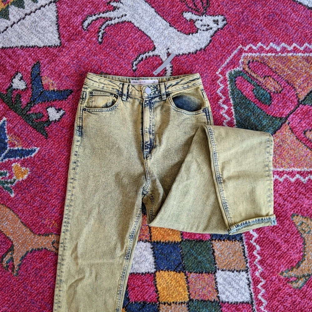 NWT lemon acid wash ASOS mom jeans
